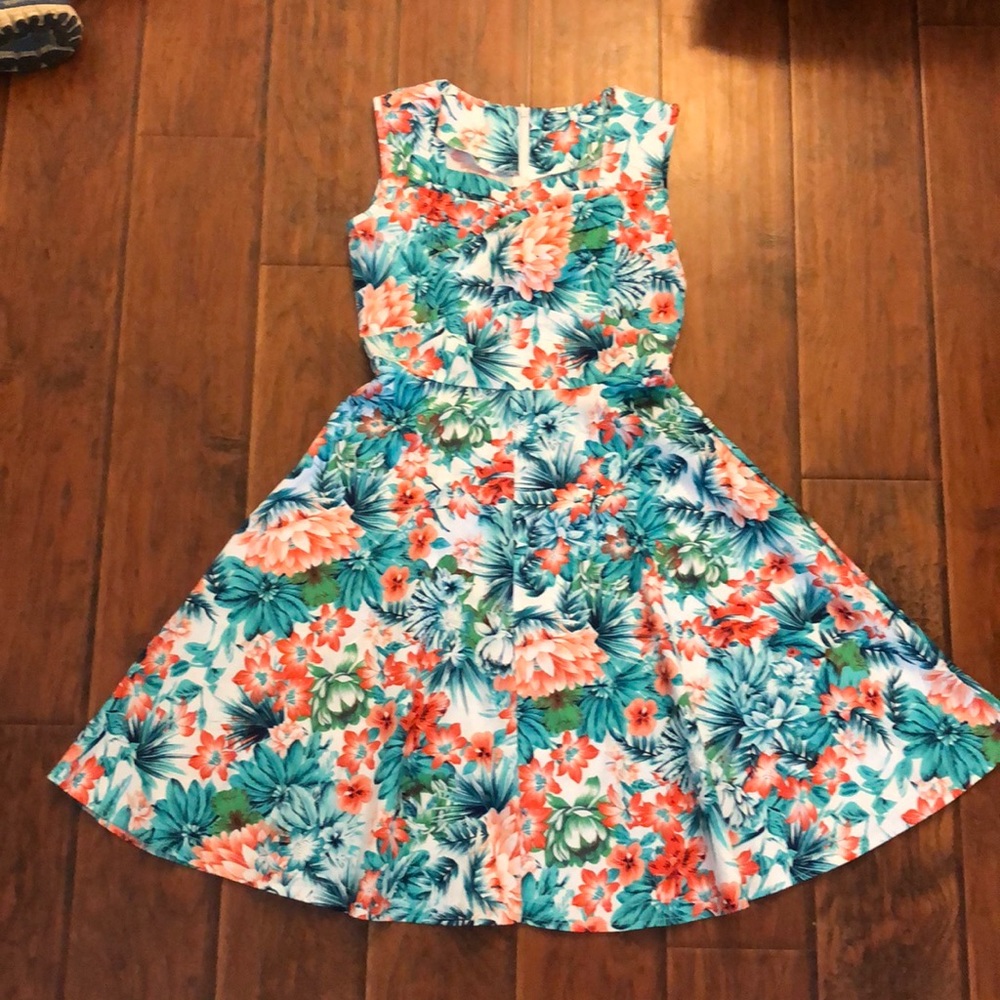 eShakti Bright Floral Midi Dress, sleeveless